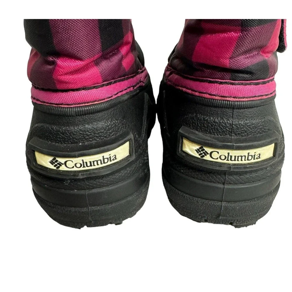 Columbia Powderbug Kids Size 7 Red & Black Plaid Waterproof Snow Boot‎